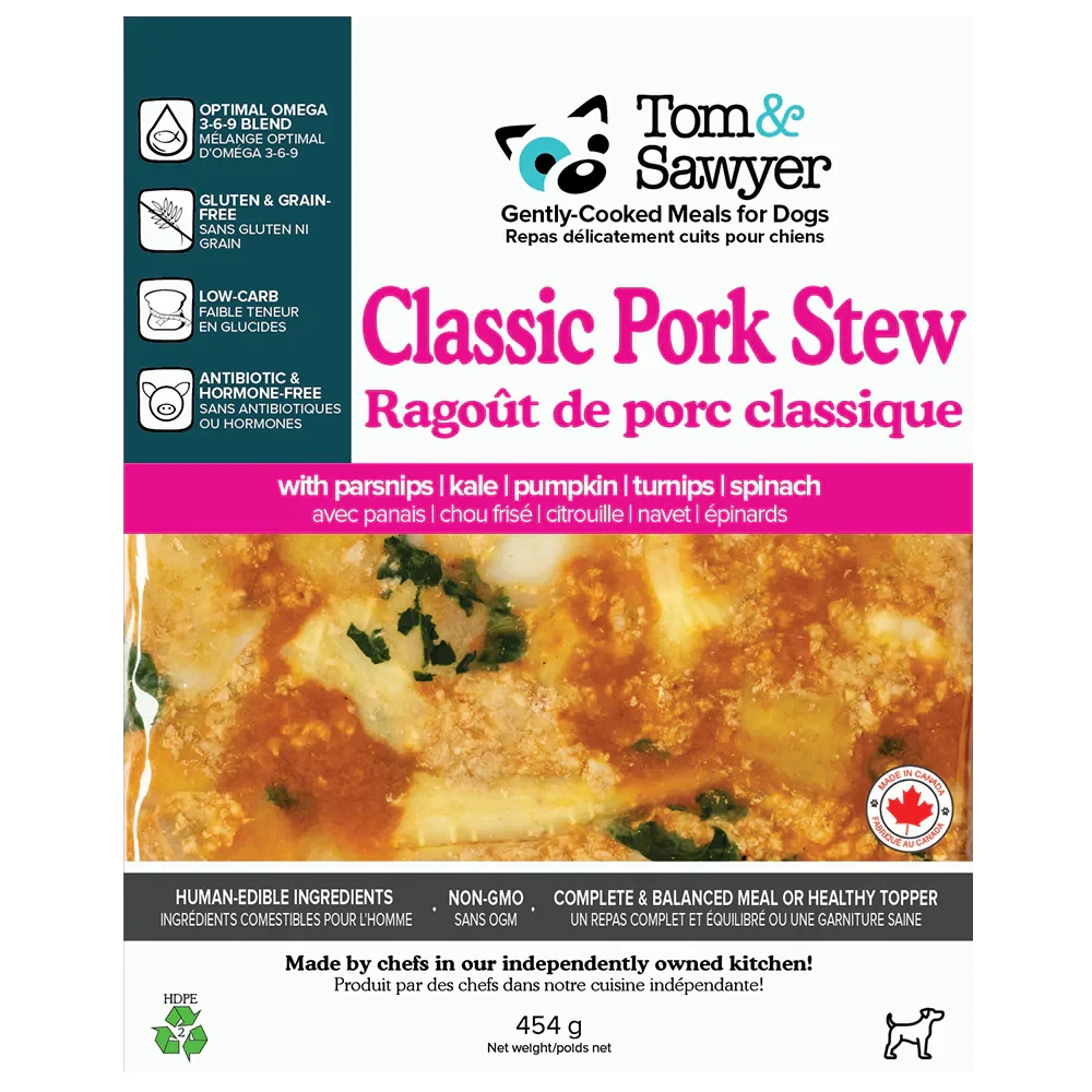 Tom&Sawyer Classic Pork Stew Gently-cooked Frozen Meals for Dogs by Tom Sawyer