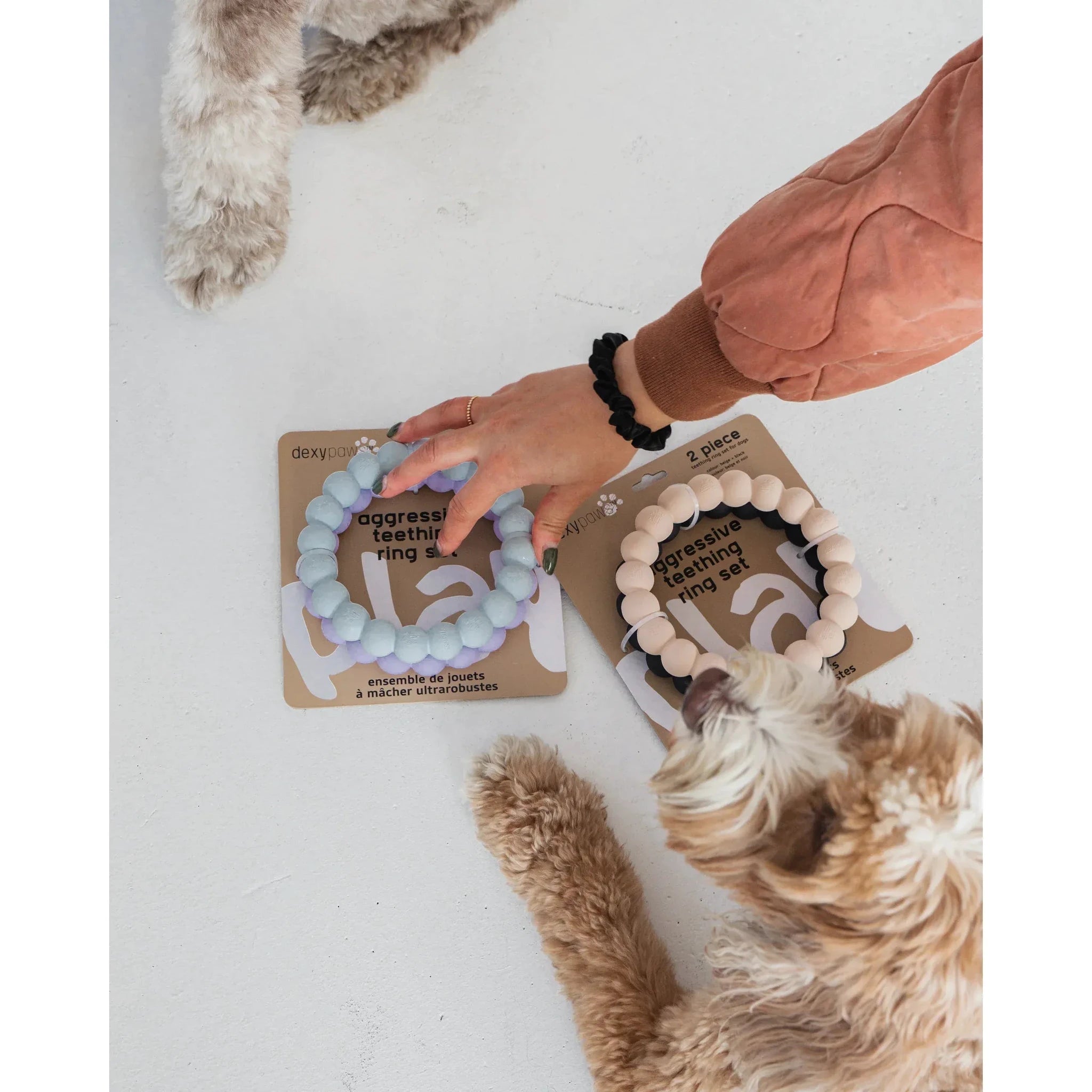 Dexypaws 2 Piece Aggressive Teething Ring Set by Dexypaws