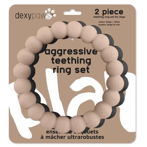 Dexypaws 2 Piece Aggressive Teething Ring Set by Dexypaws