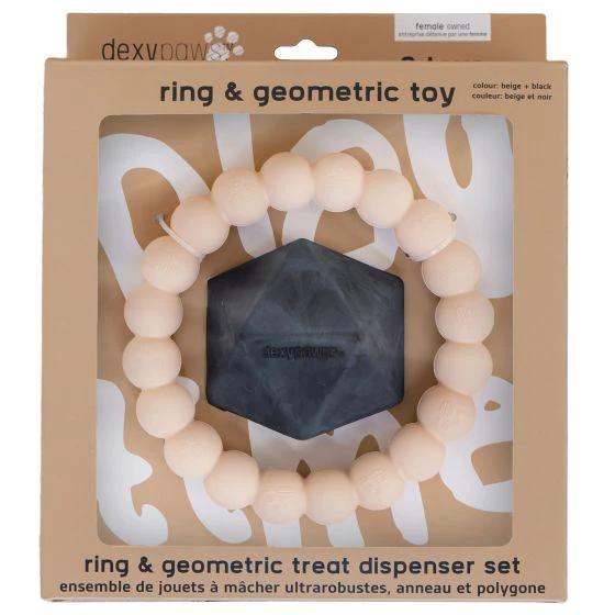 Dexypaws 2 Piece Geometric & Ring Aggressive Chew Toy Set - Nude & Black by Dexypaws