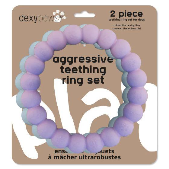 Dexypaws 2 Piece Aggressive Teething Ring Set by Dexypaws