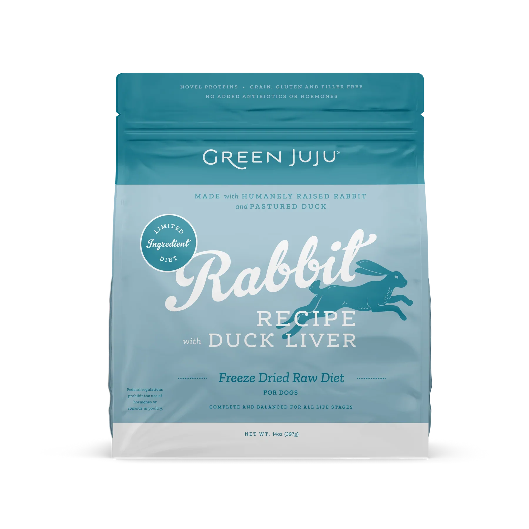 Green Juju Dog Freeze Dried Raw Rabbit with Duck Liver 397g