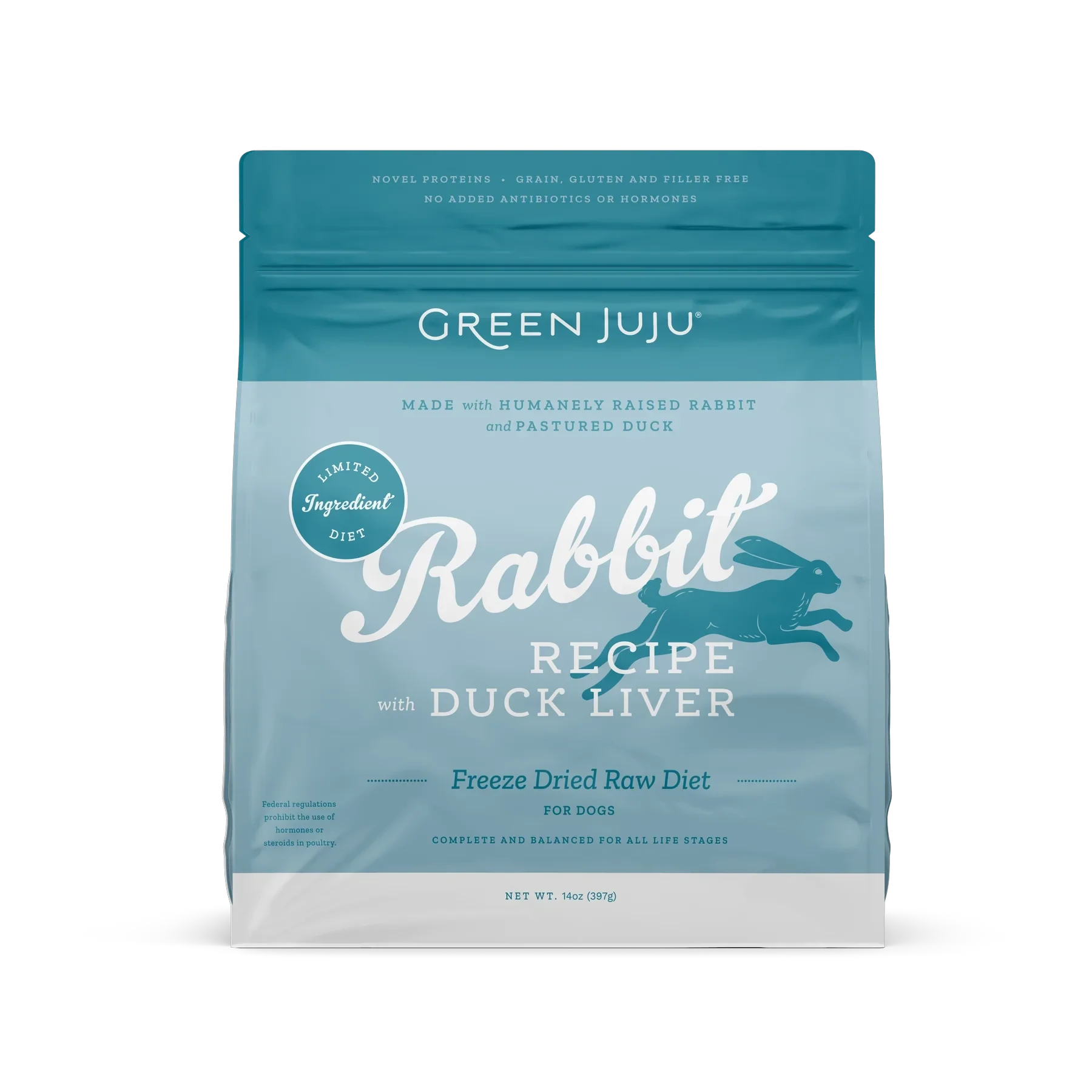 Green Juju Dog Freeze Dried Raw Rabbit with Duck Liver 397g by Green Juju