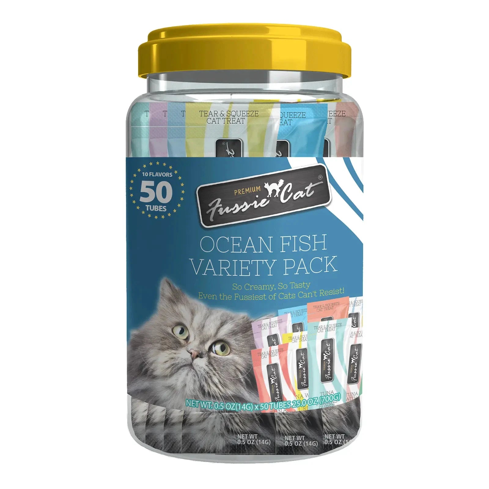 Fussie Cat – Ocean Fish Puree Variety Pack (10 Flavours) – 50 Tubes by Fussie Cat