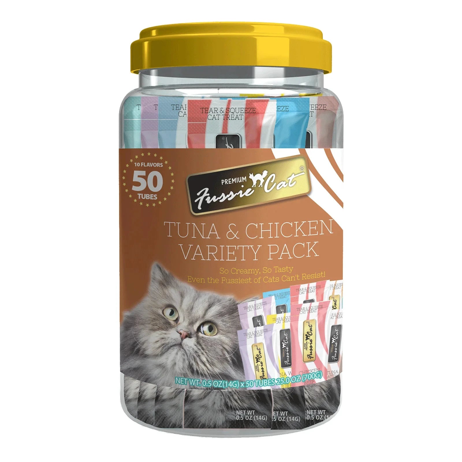 Fussie Cat – Tuna & Chicken Puree Variety Pack (10 Flavours) – 50 Tubes by Fussie Cat