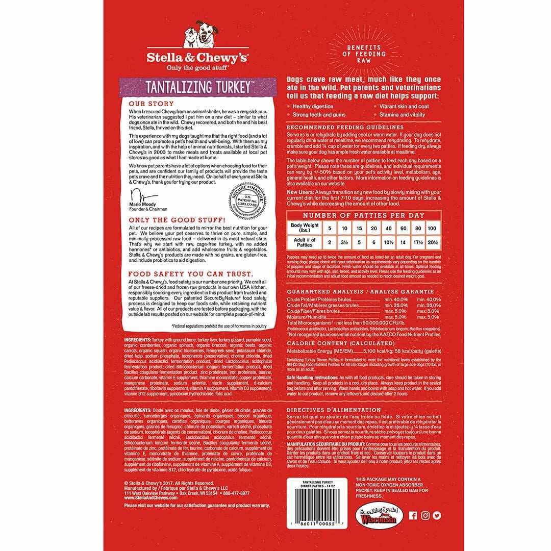 Stella & Chewy's Tantalizing Turkey Dinner Patties Freeze-Dried Raw Dog Food