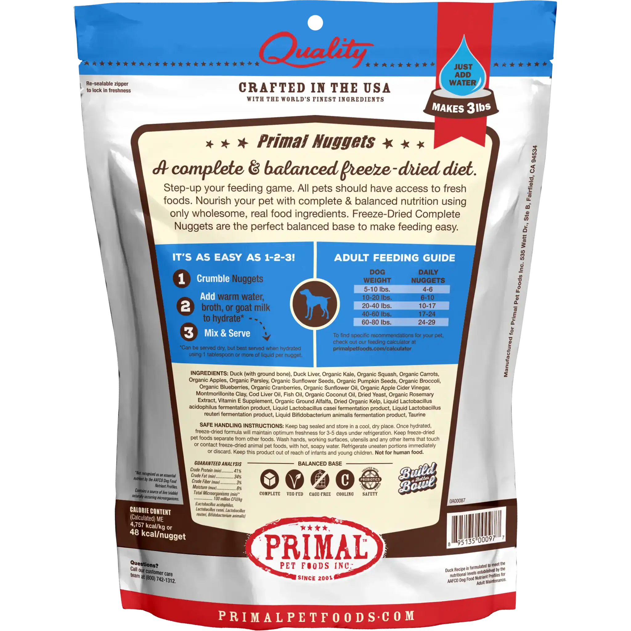 Primal Canine Freeze-Dried Nuggets Duck Formula Dog Food