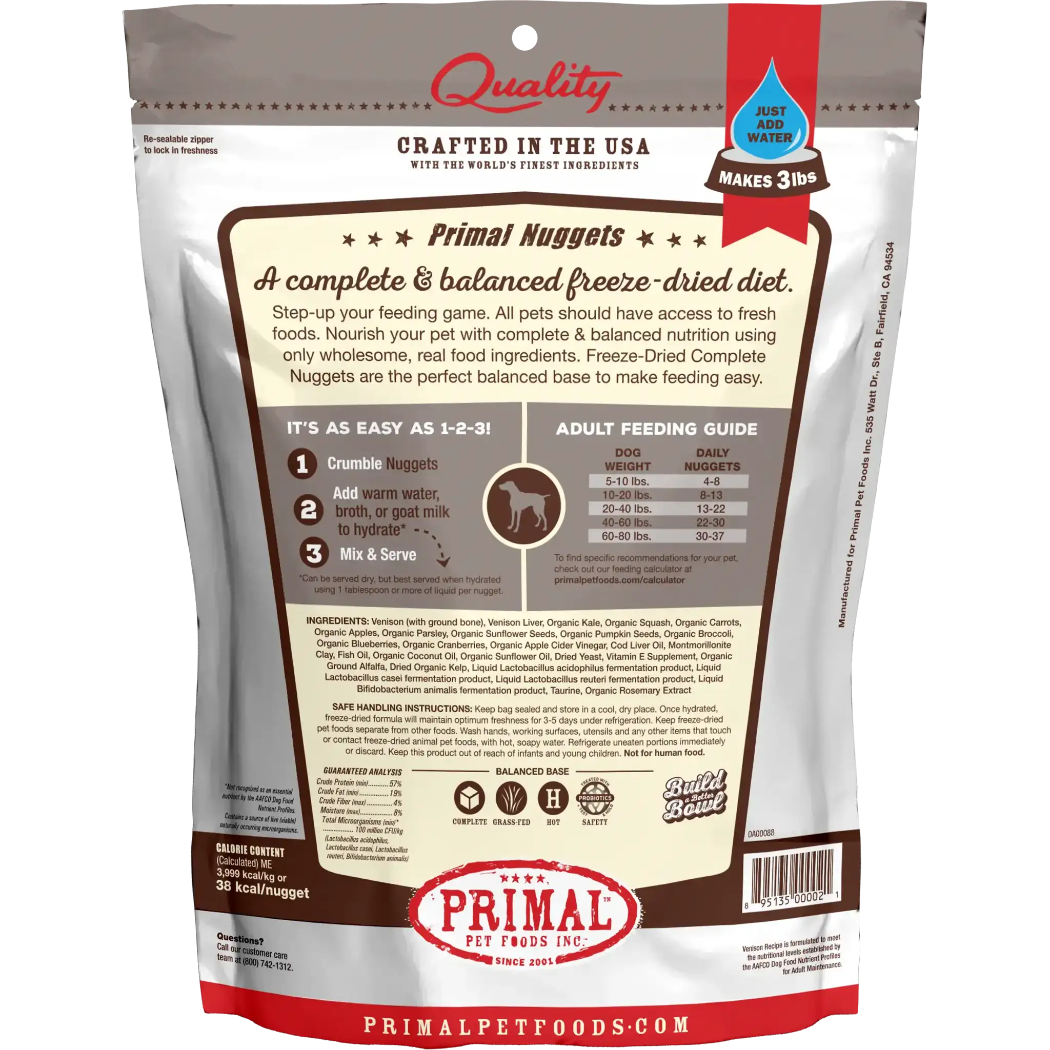 Primal Canine Freeze-Dried Nuggets Venison Formula Dog Food