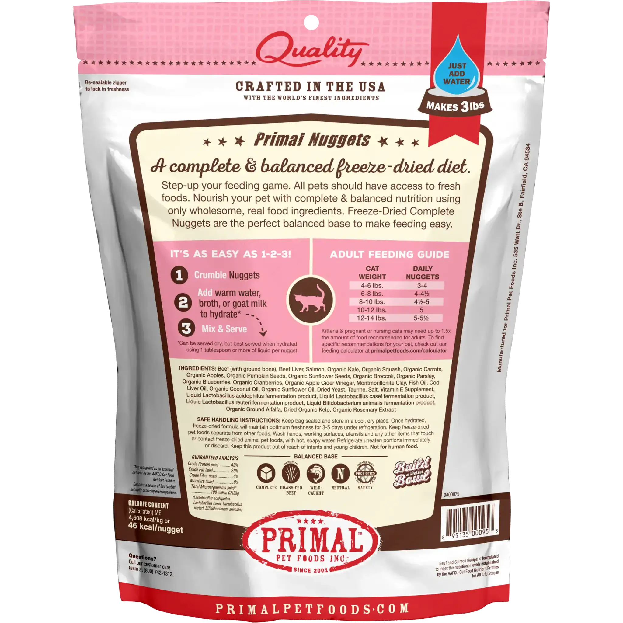 Primal Freeze-Dried Raw Nuggets Cat Food Beef & Salmon Recipe by Primal