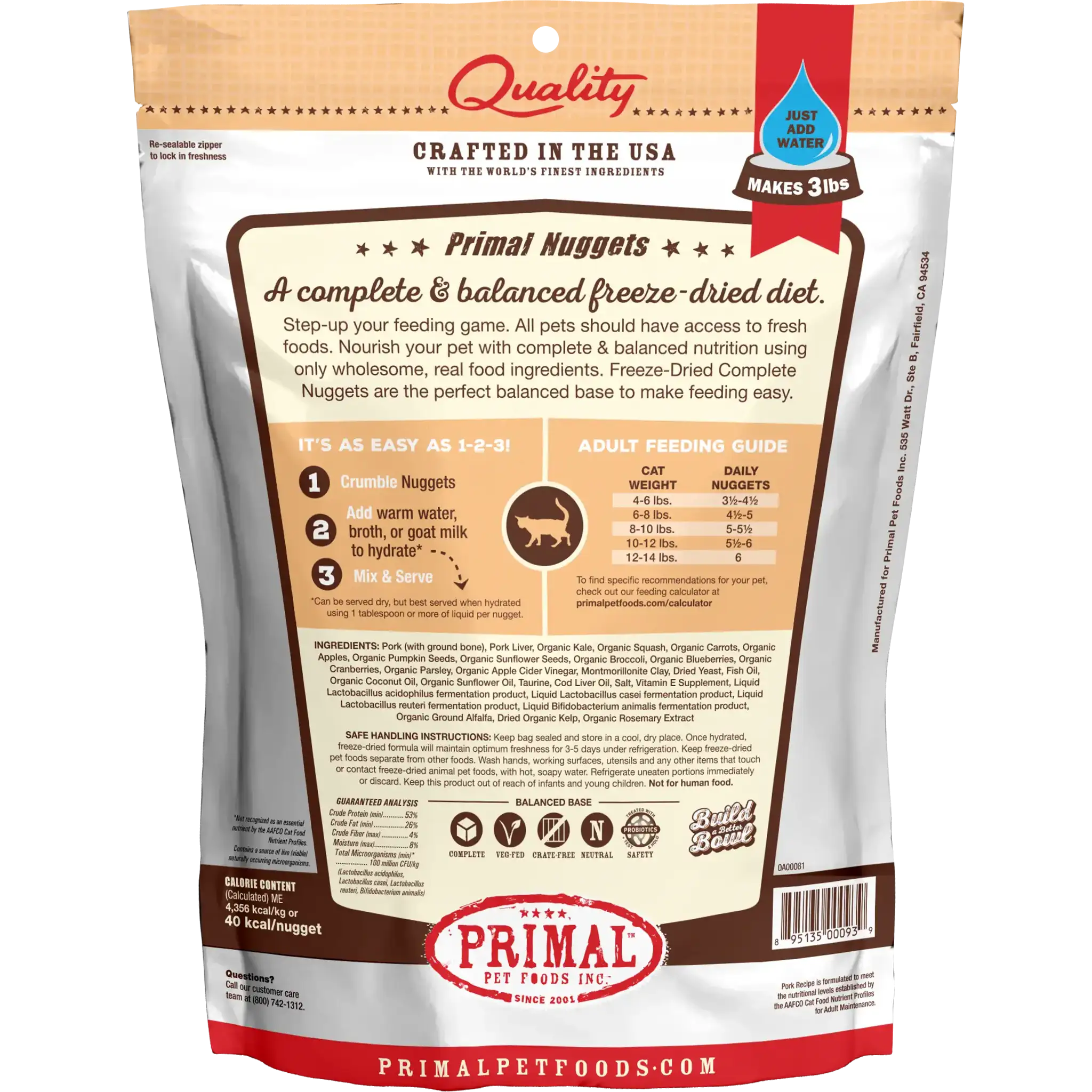 Primal Freeze-Dried Raw Nuggets Cat Food Pork Recipe by Primal