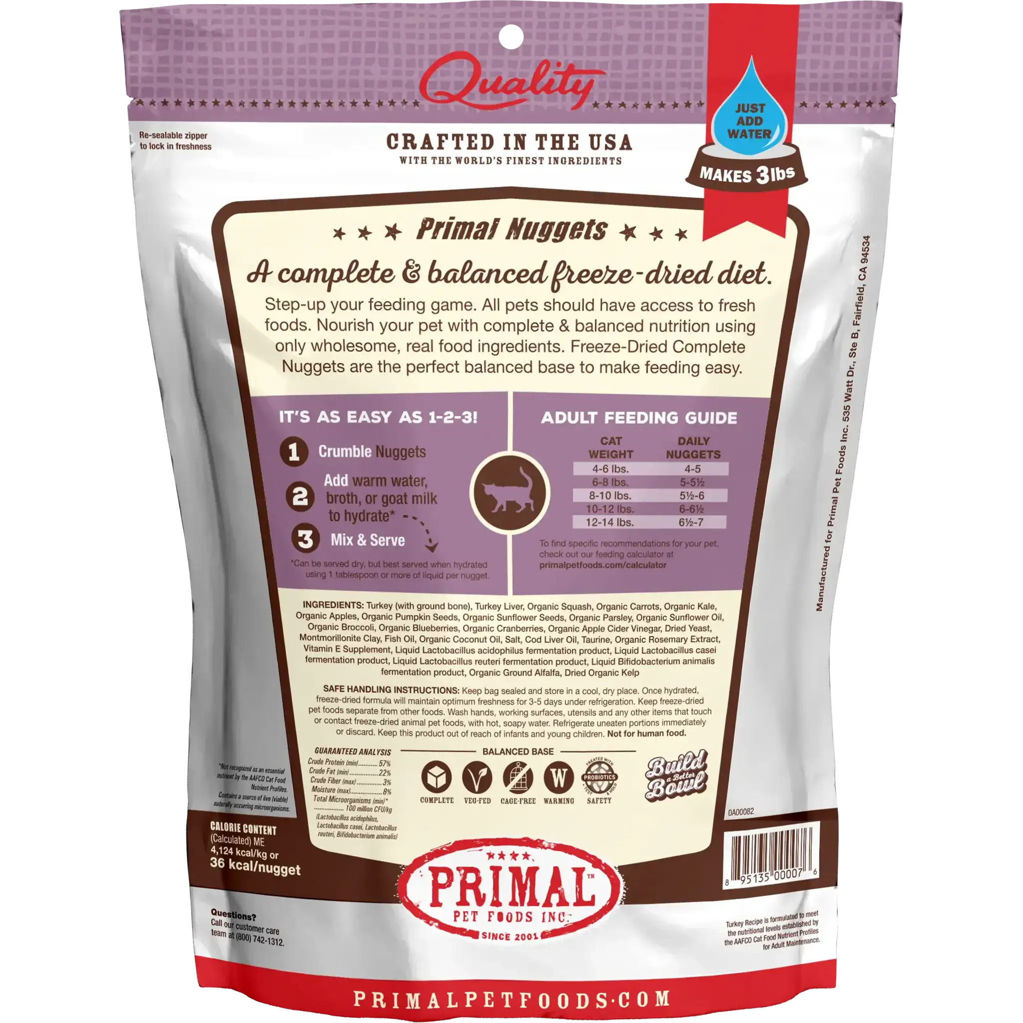 Primal Freeze-Dried Raw Nuggets Cat Food Turkey Recipe by Primal