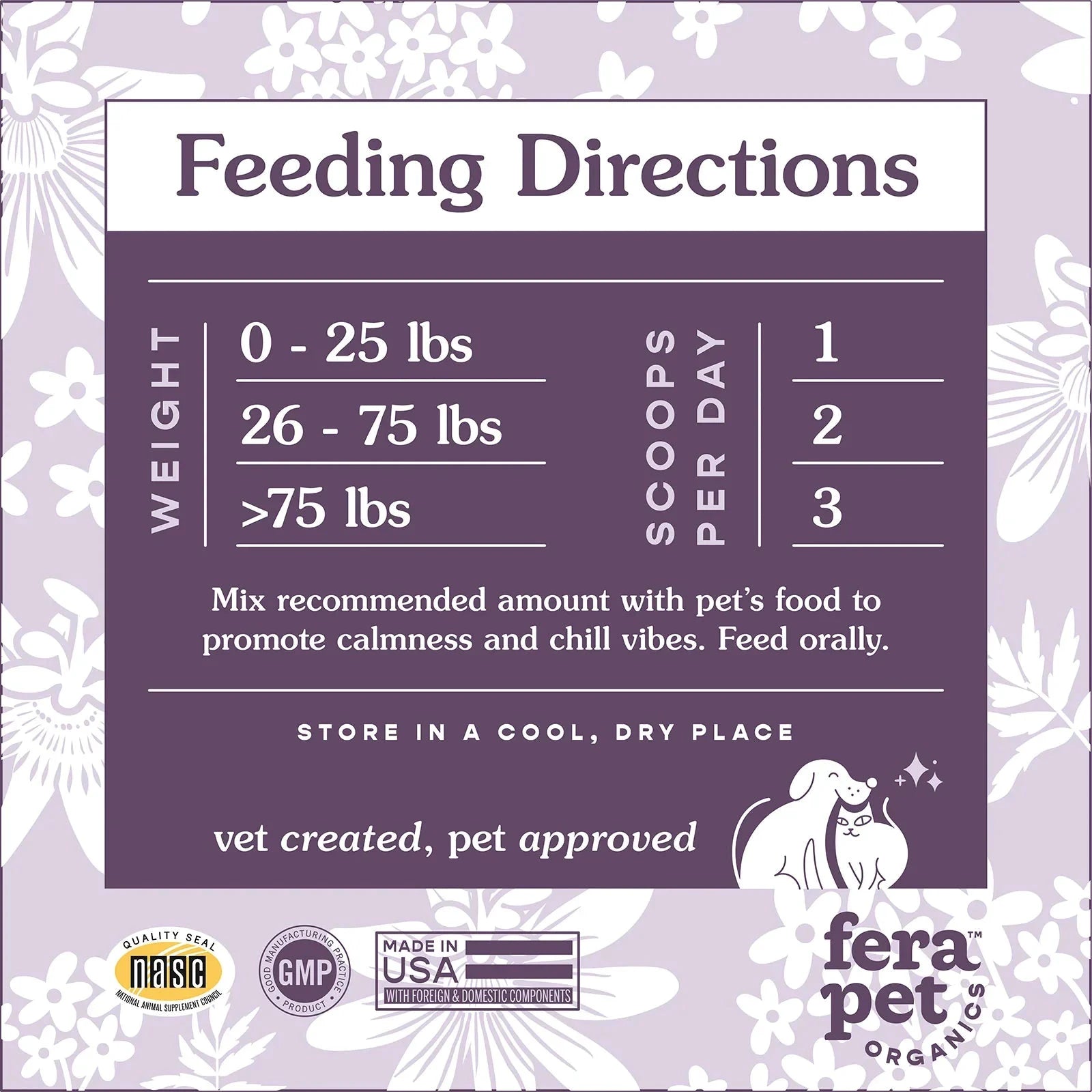 Fera Calming Support for Dogs & Cats, Powder – 60 Servings by Fera