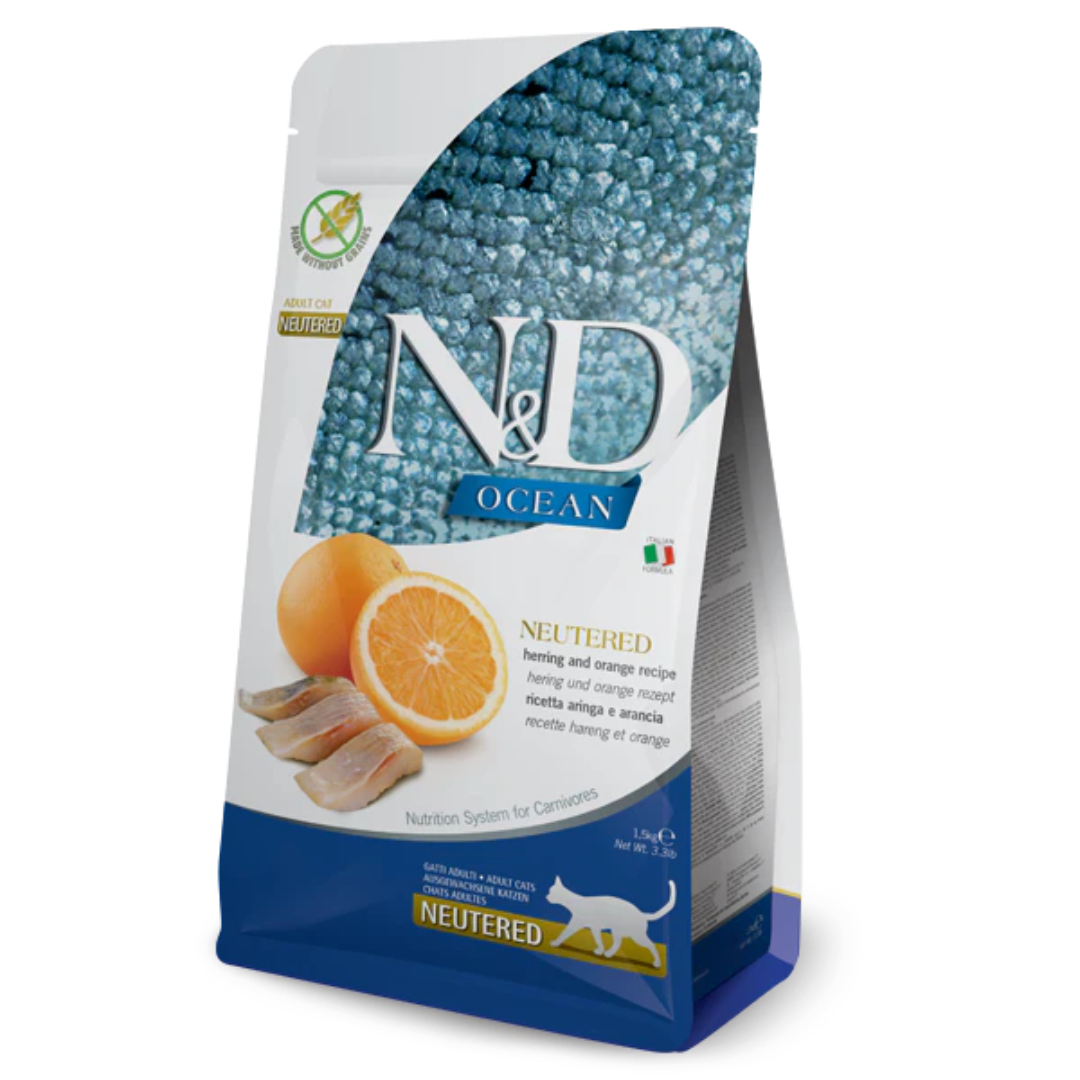 Chat adulte Farmina N&D Ocean Neutered, Herring & Orange