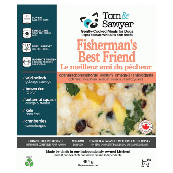 Tom&Sawyer Fisherman's Best Friend Gently-cooked Frozen Meals for Dogs