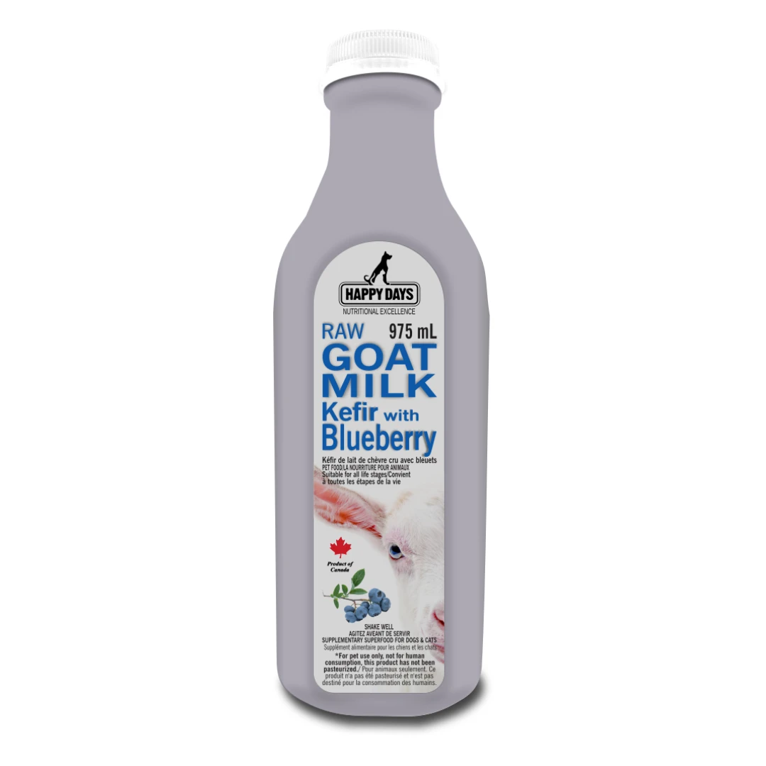 Happy Days - Raw Goat Milk Kefir with Blueberries 975ml (for Dogs & Cats) by Happy Days