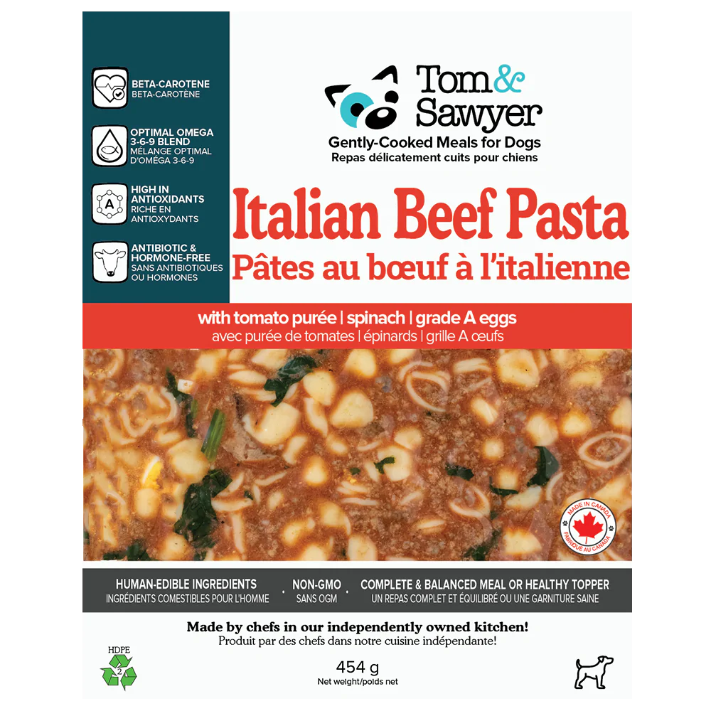 Tom&Sawyer Italian Beef Pasta Gently-cooked Frozen Meals for Dogs