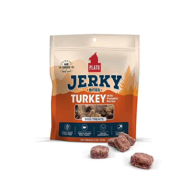 Plato Pet Treats Turkey with Pumpkin Jerky Bites Dog Treats 170g by Plato Pet Treats