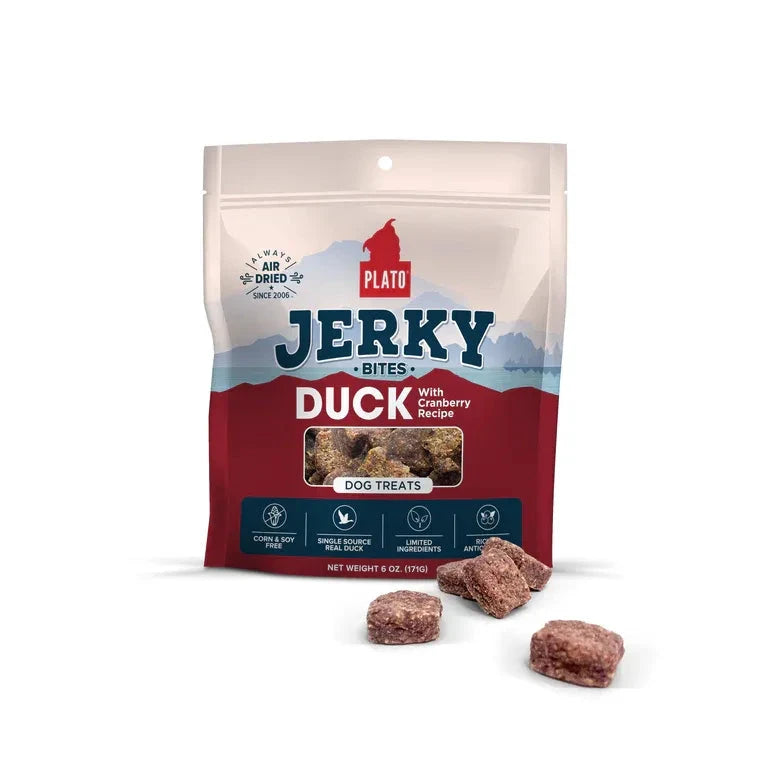 Plato Pet Treats Duck with Cranberry Jerky Bites Dog Treats 170g by Plato Pet Treats