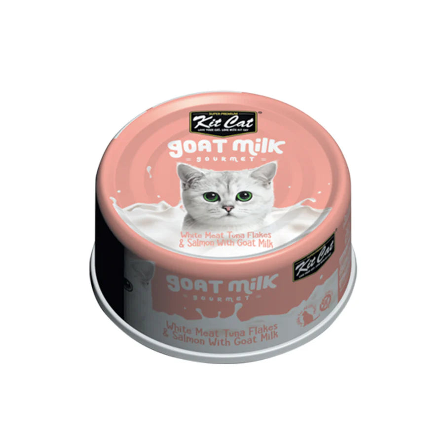 Kit Cat® Goat Milk Gourmet White Meat Tuna Flakes & Salmon with Goat Milk Cat Can Food