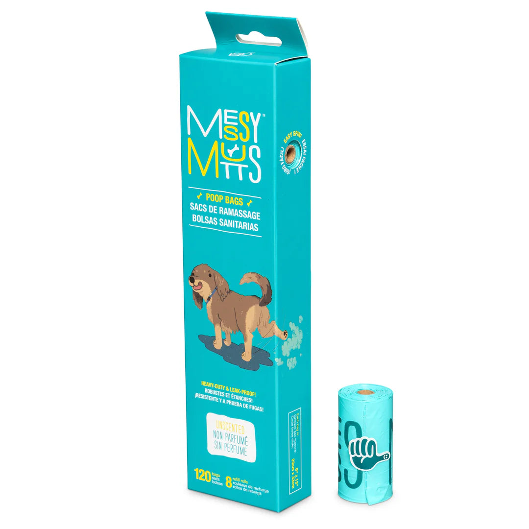 Messy Mutts Advanced BioRecycle™ Dog Poop Bags, 8 Refill Rolls, 120 Bag Count