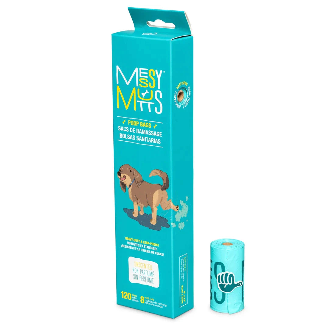 Messy Mutts Advanced BioRecycle™ Dog Poop Bags, 8 Refill Rolls, 120 Bag Count by Messy Mutts