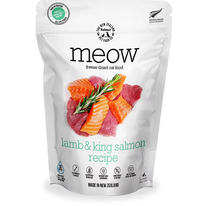 Meow Freeze Dried Cat Food Lamb & King Salmon Recipe by NZPF