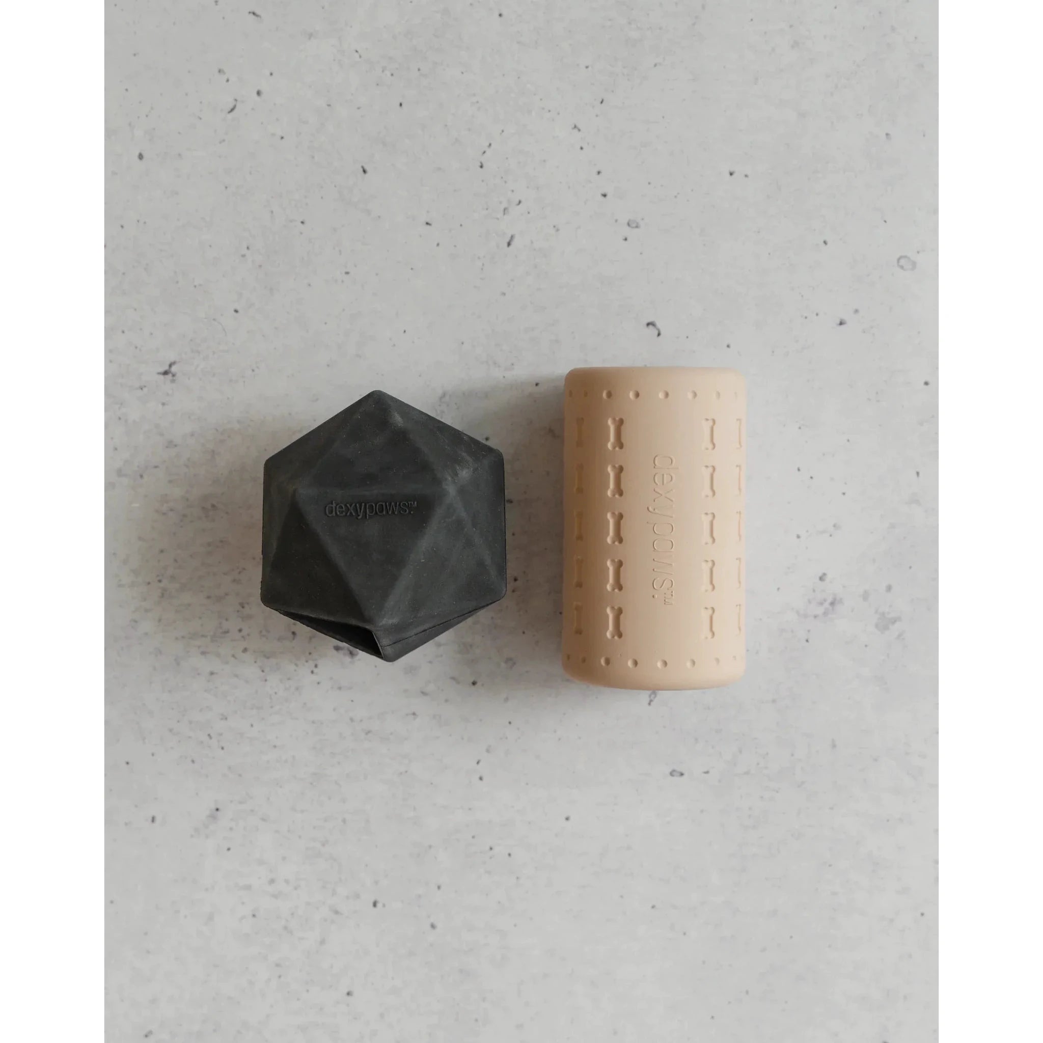 Dexypaws Geometric & Treat Dispenser Aggressive Chew Toy Set - Nude & Black (2pcs) by Dexypaws