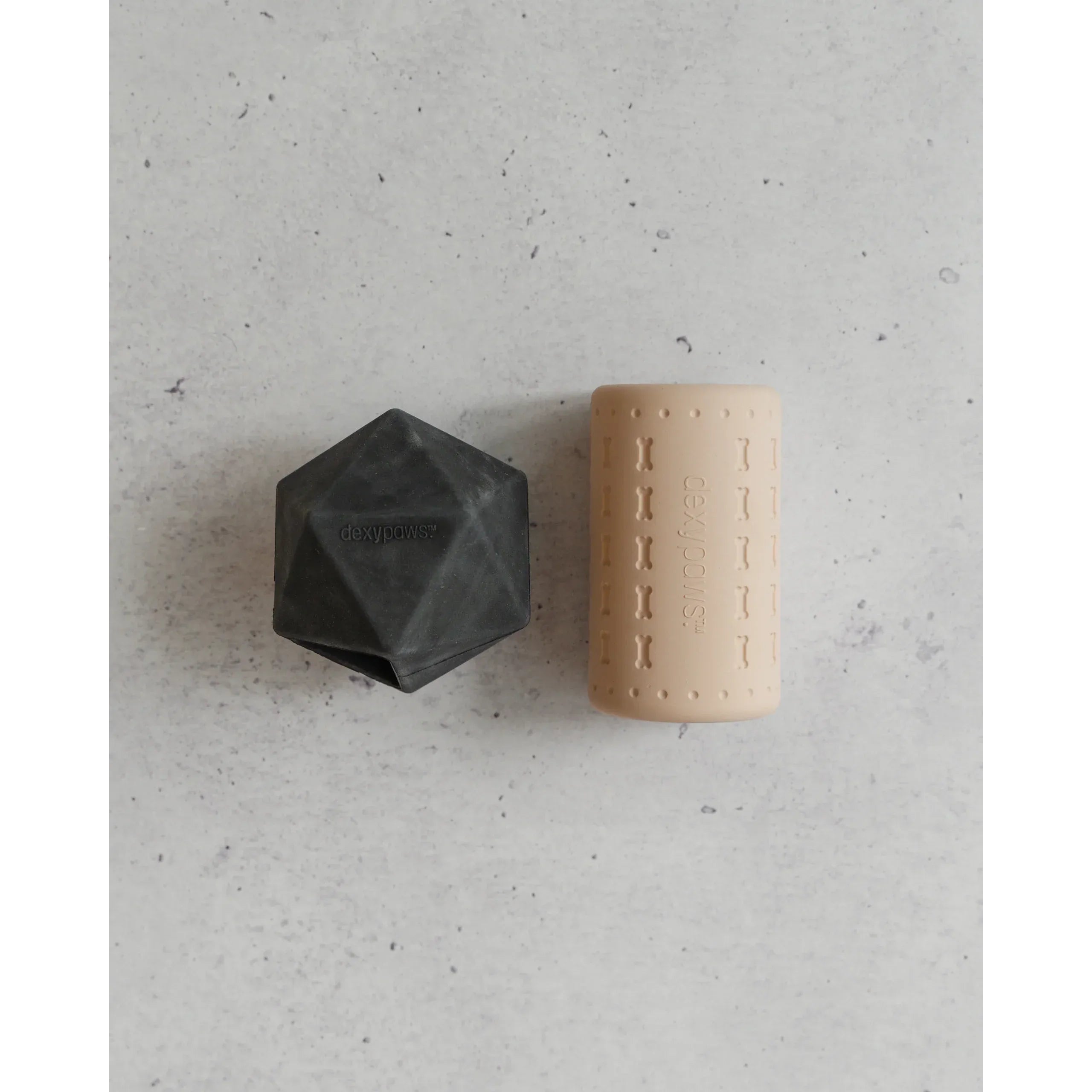 Dexypaws Geometric & Treat Dispenser Aggressive Chew Toy Set - Nude & Black (2pcs)