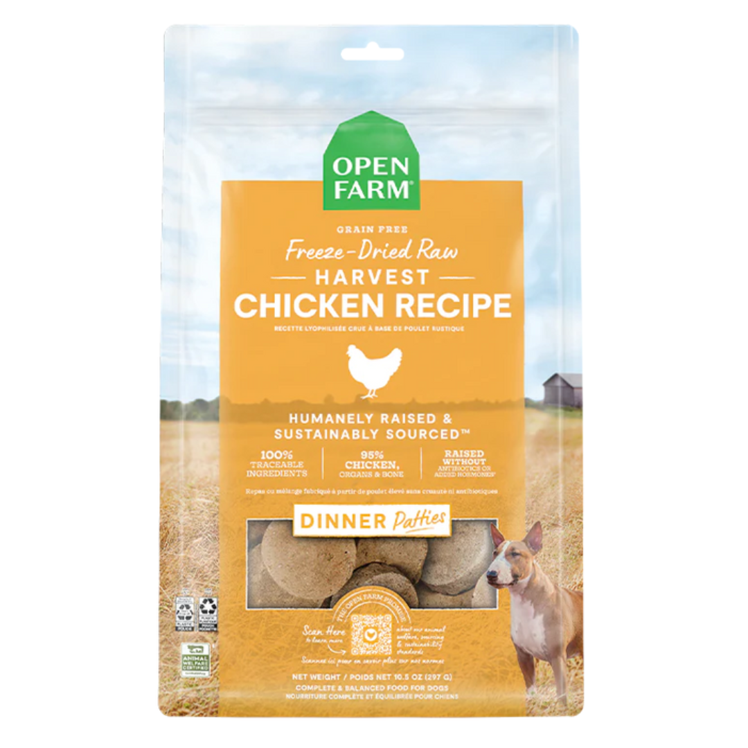 Open Farm Harvest Chicken Freeze-Dried Raw Patties Freeze-Dried for Dogs
