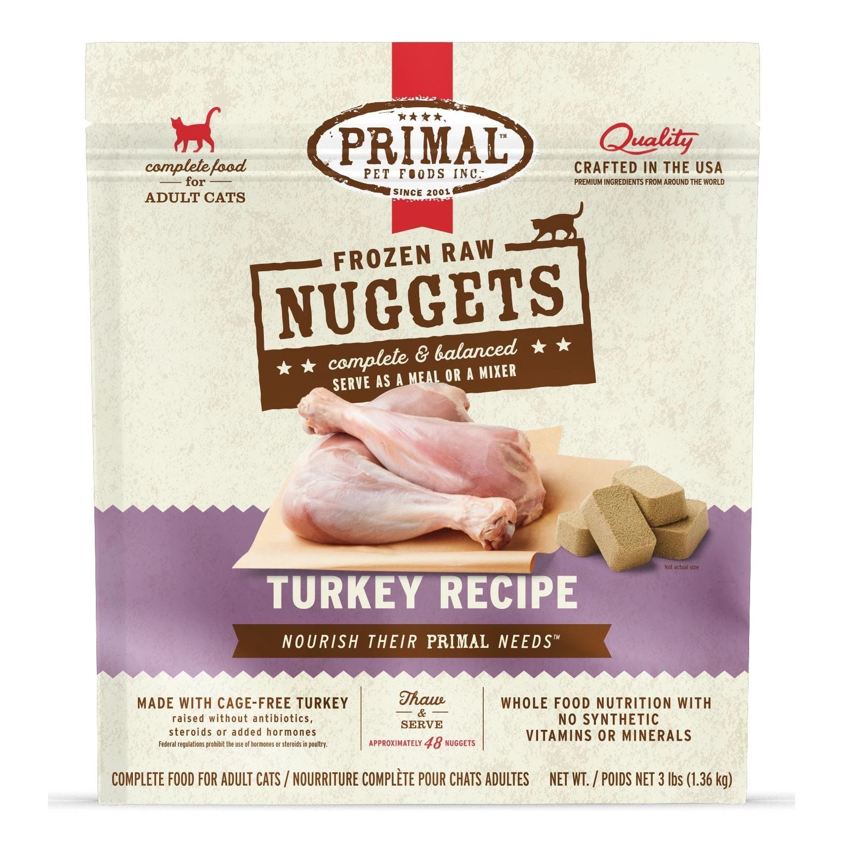 Primal Frozen Turkey Nuggets Cat 3lb by Primal