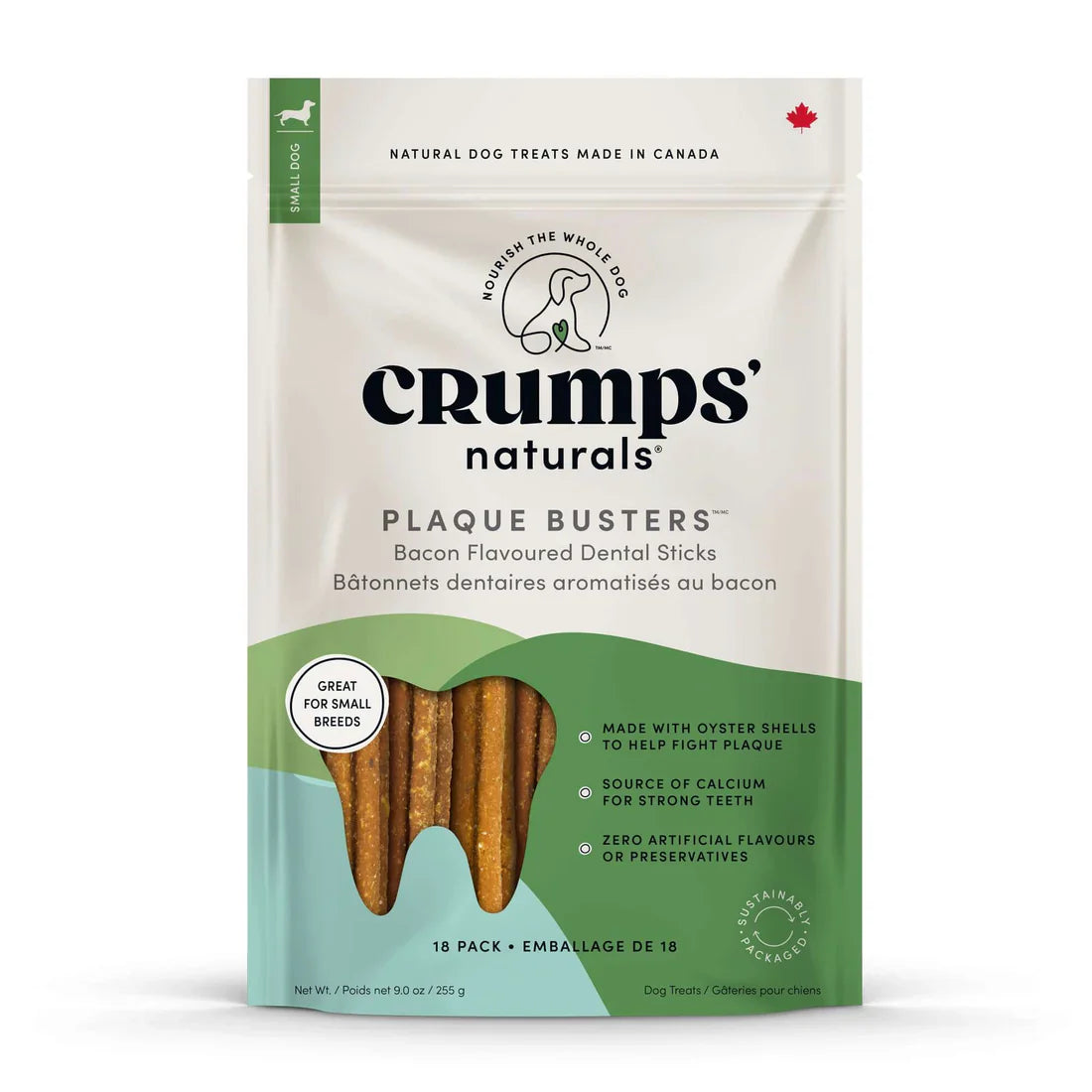 Bâtonnets dentaires au bacon Plaque Busters de Crumps' Naturals