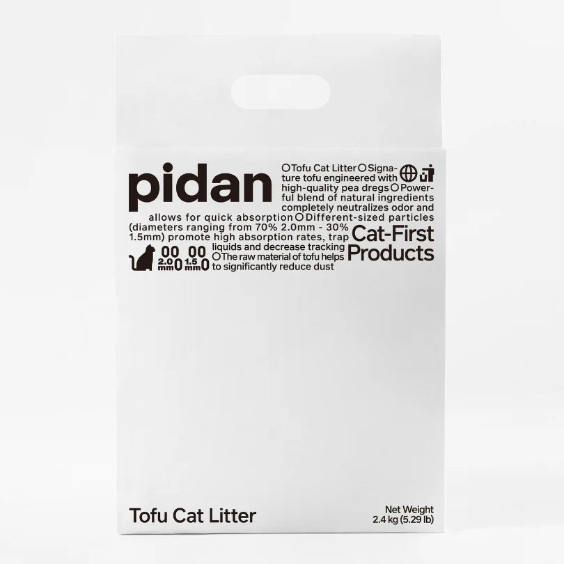 Pidan Cat Litter Tofu Mix | 70% 2mm mix 30% 1.5mm Original Tofu Cat Litter | 2.4 kg per bag (Pure Tofu) |