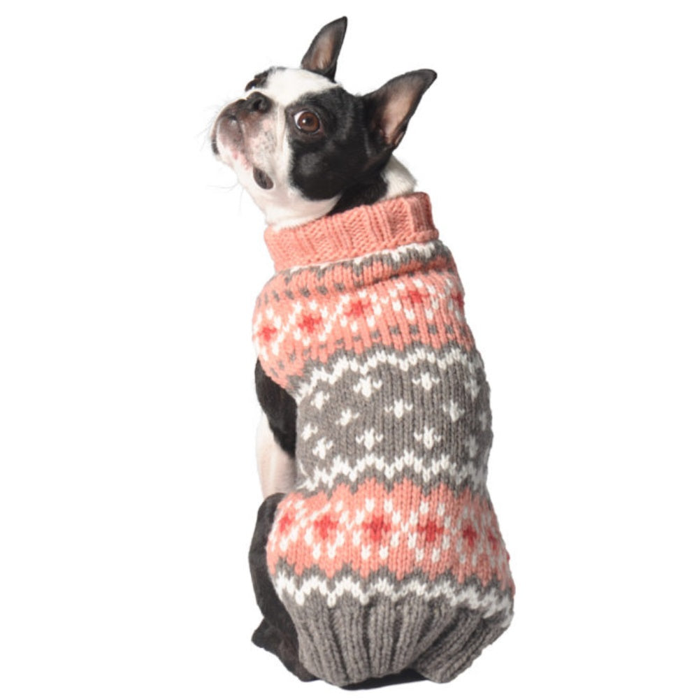 Chilly Dog Peach Fairisle Dog Sweater-small
