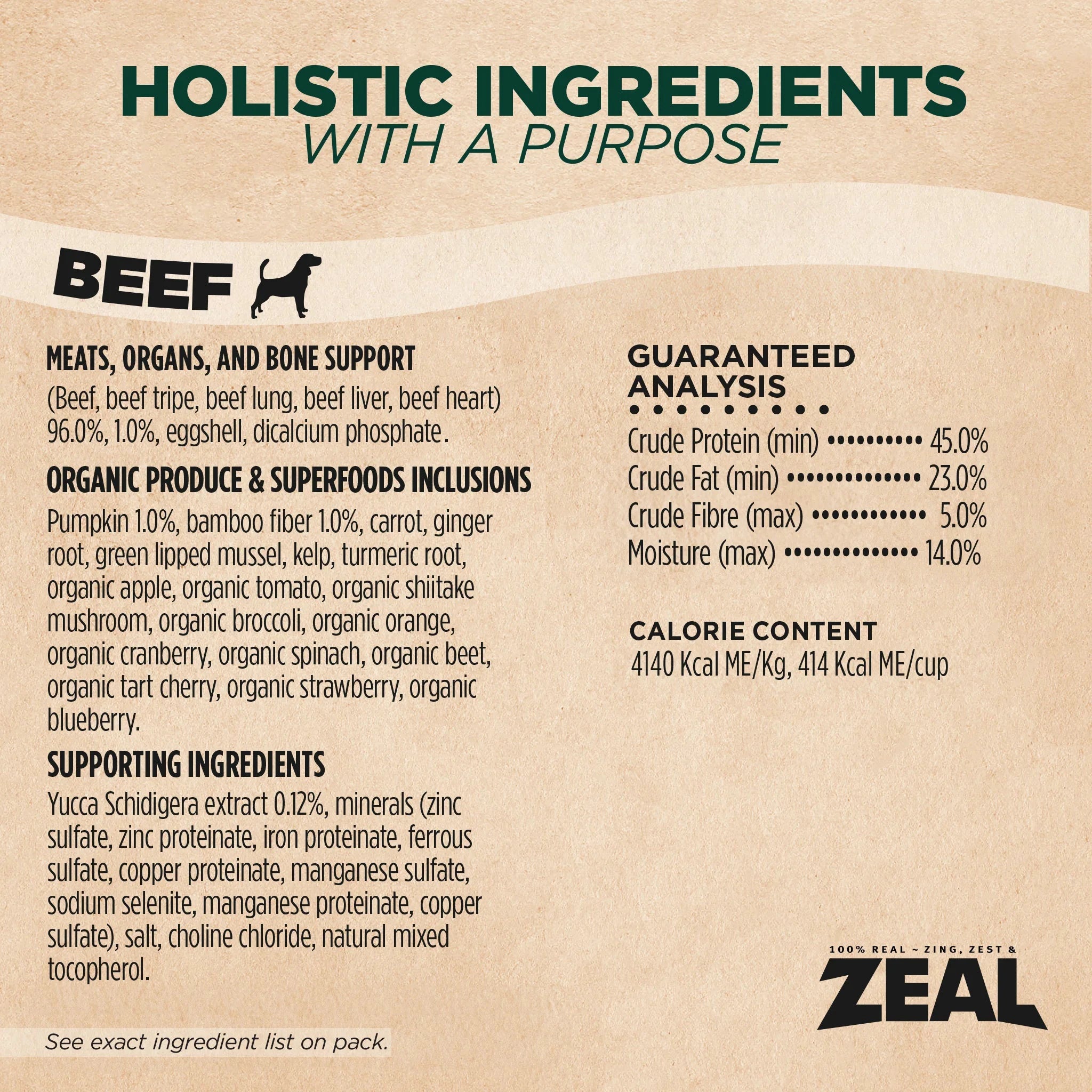ZEAL Gently Air-Dried Grain Free Beef Recipe for Dogs by Zeal
