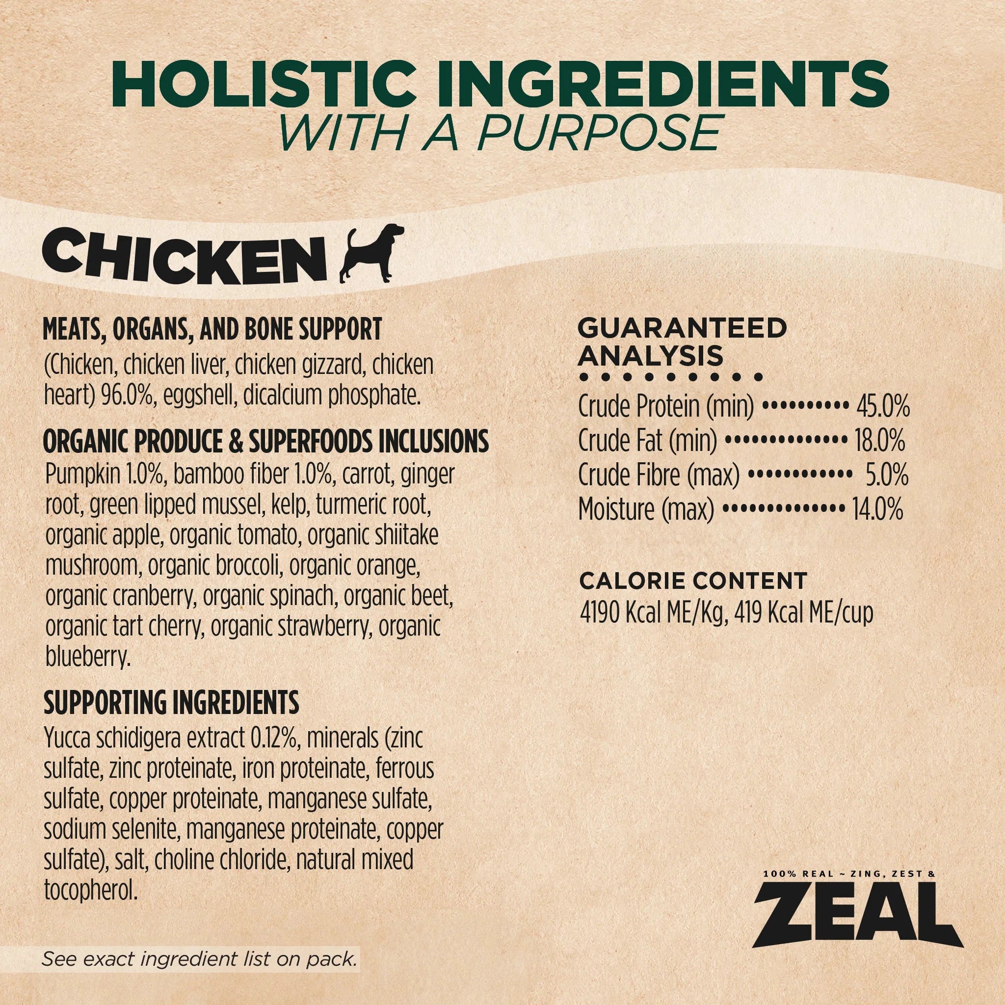 ZEAL Gently Air-Dried Grain Free Chicken Recipe for Dogs by Zeal