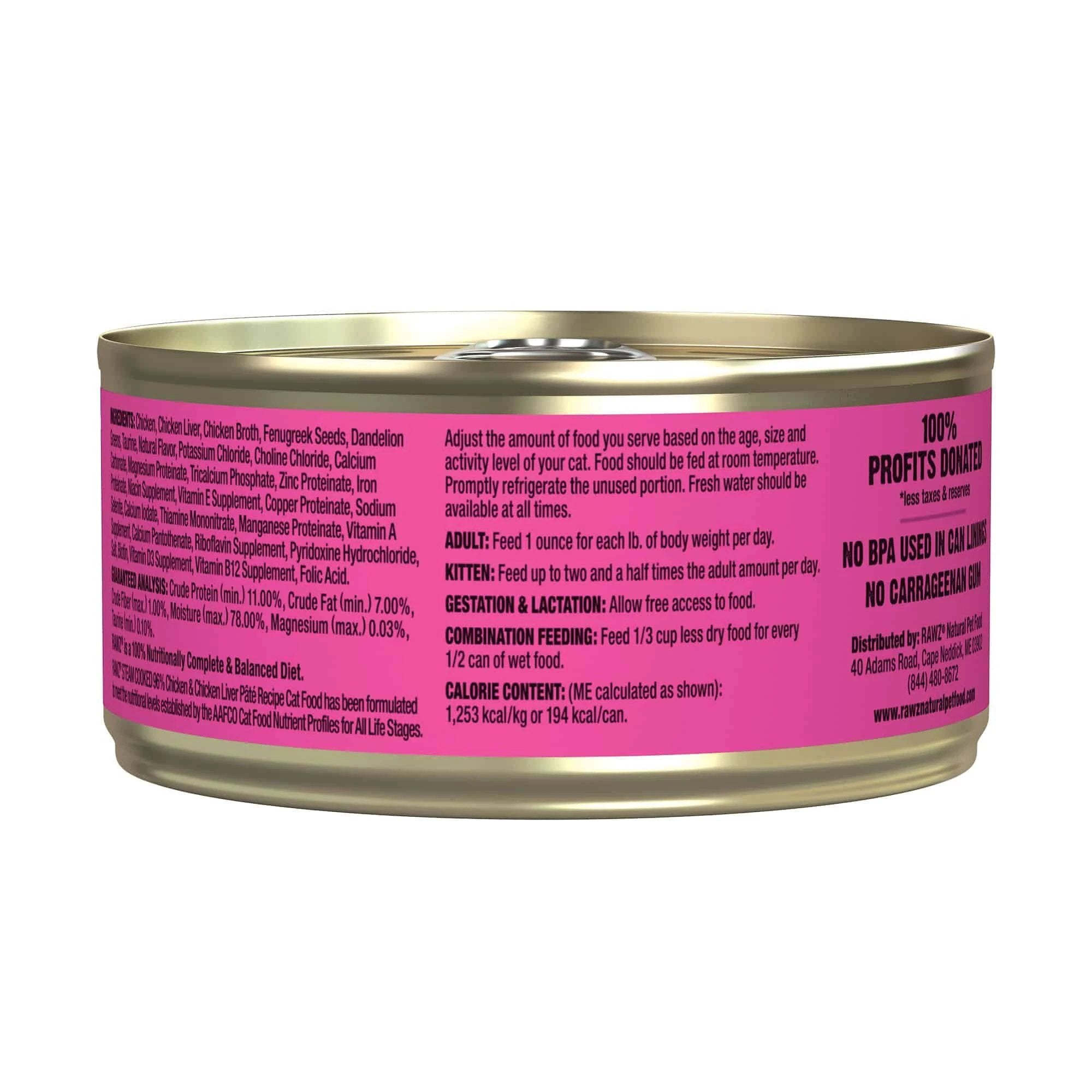 RAWZ 96% Chicken & Chicken Liver Pate Cat Food by Rawz