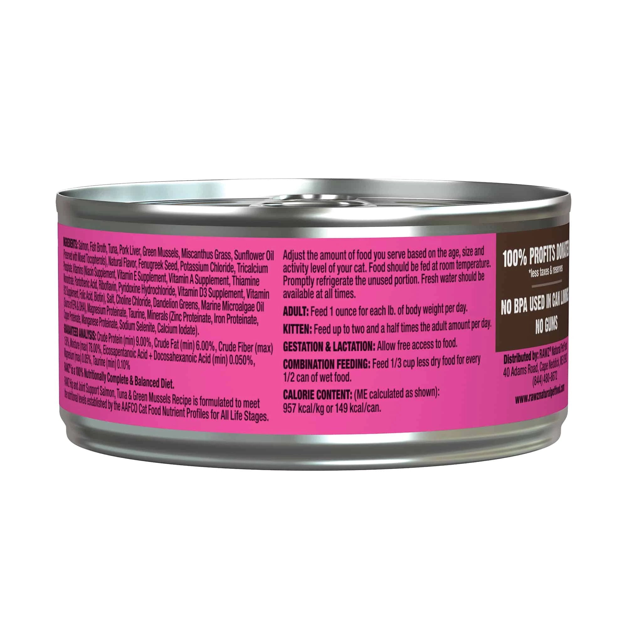 Nourriture pour chats RAWZ Hip & Joint Support au saumon, au thon et aux moules vertes 150 g