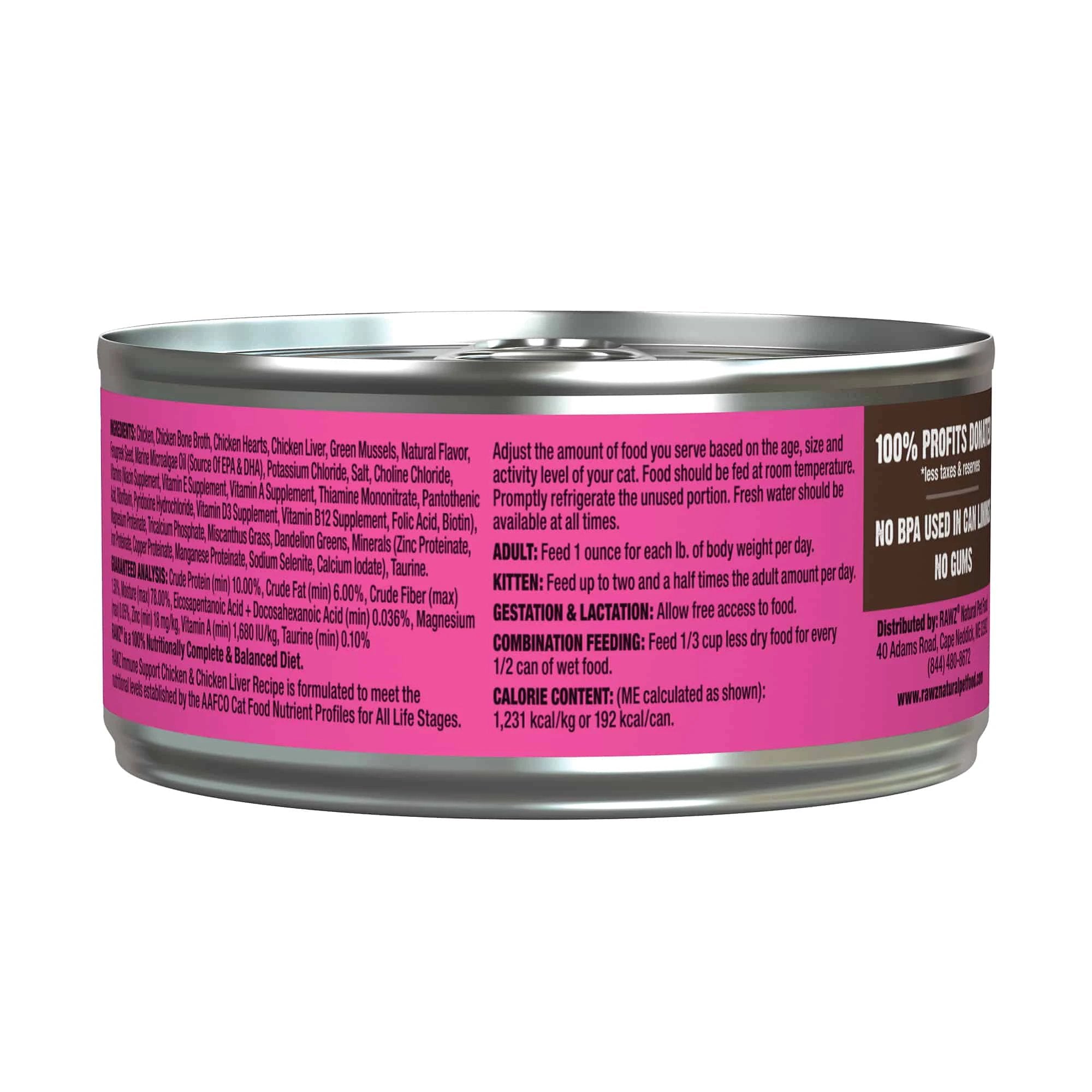 Nourriture pour chats RAWZ Immune Support au poulet et au foie de poulet 5,5 oz