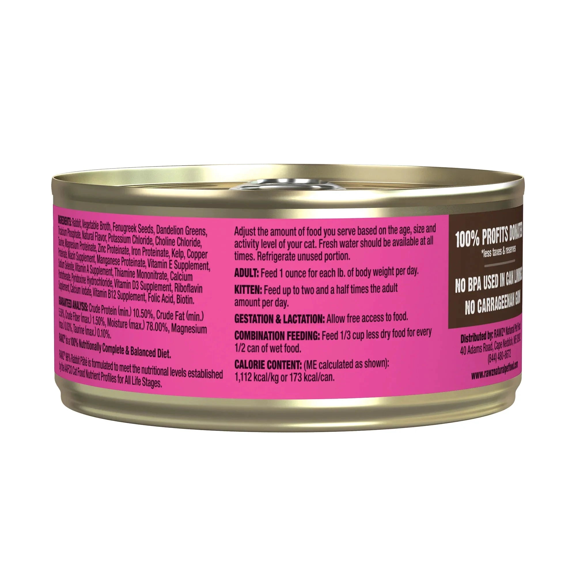 RAWZ 96% Rabbit Pate Cat Food by Rawz