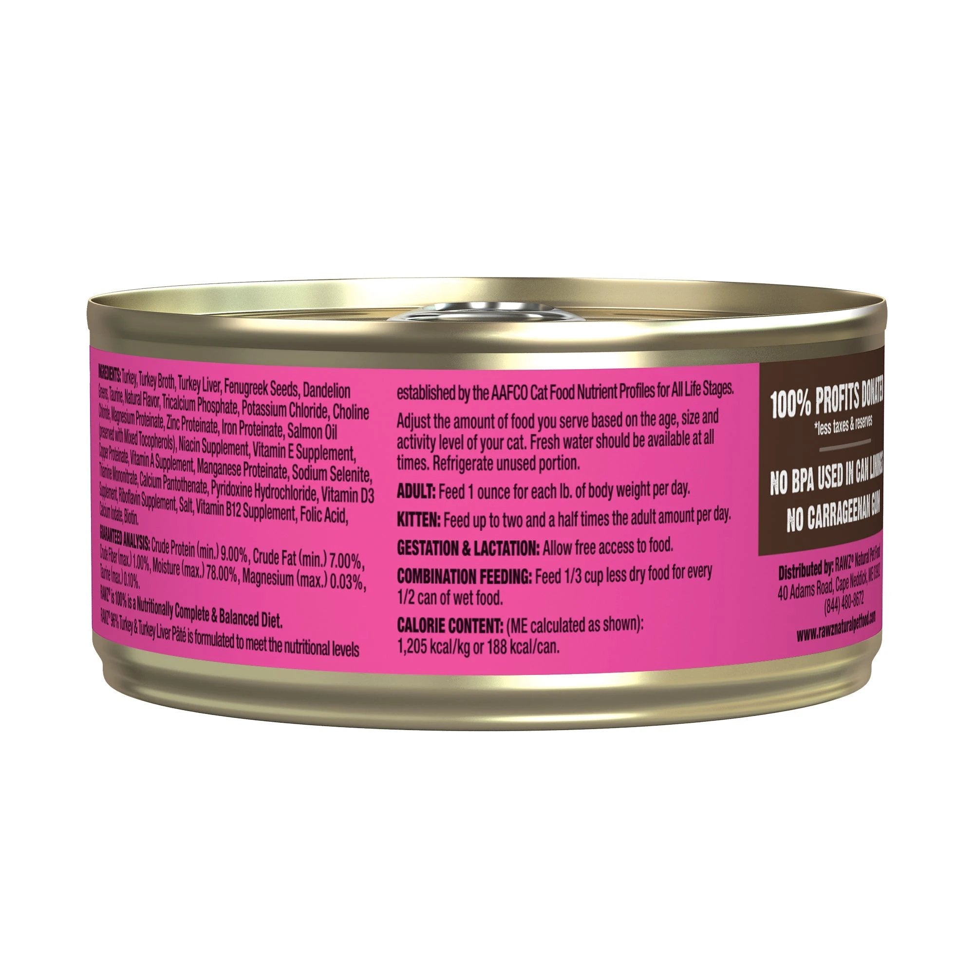 RAWZ 96% Turkey & Turkey Liver Pate Cat Food by Rawz