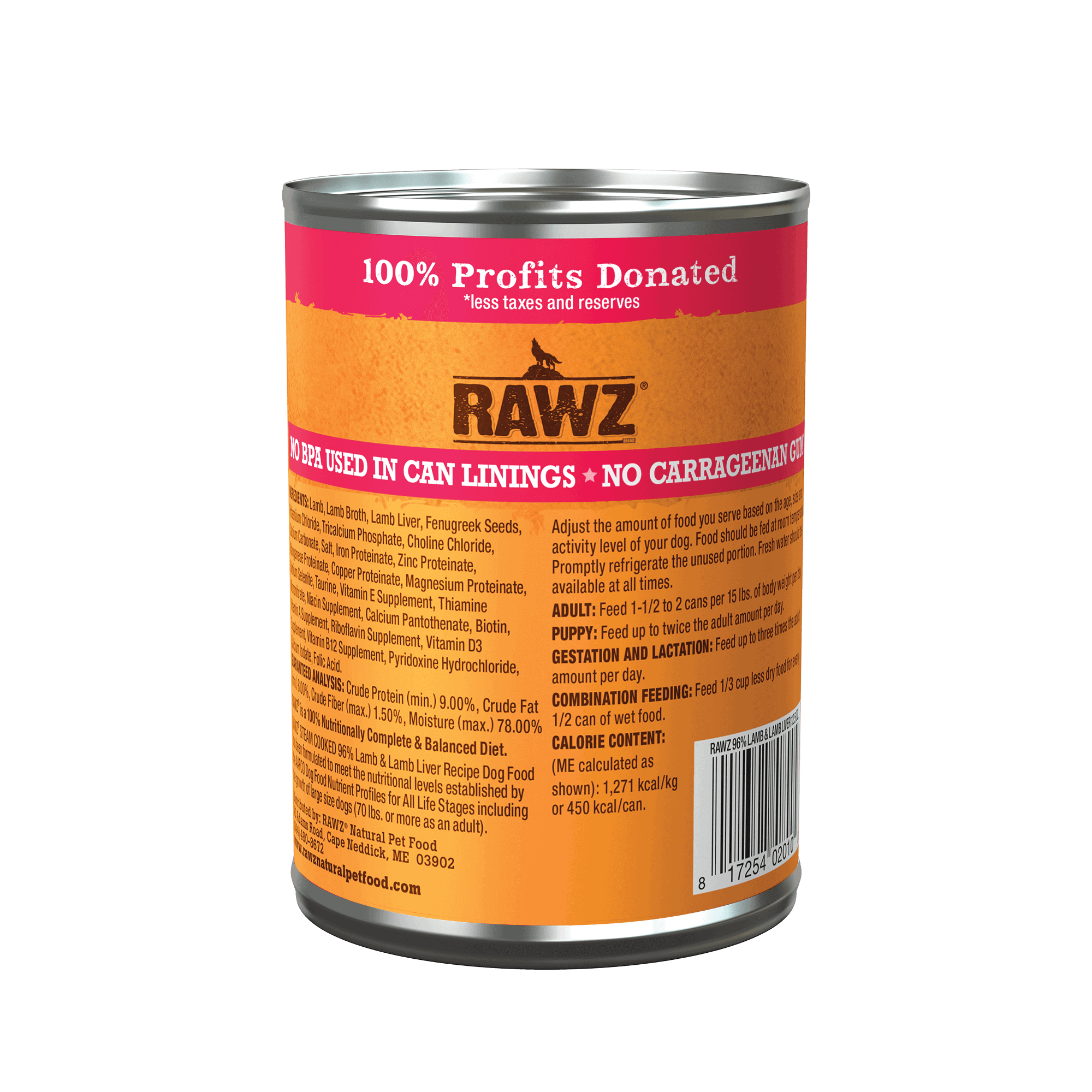 Nourriture pour chiens RAWZ 96 % agneau et foie d'agneau