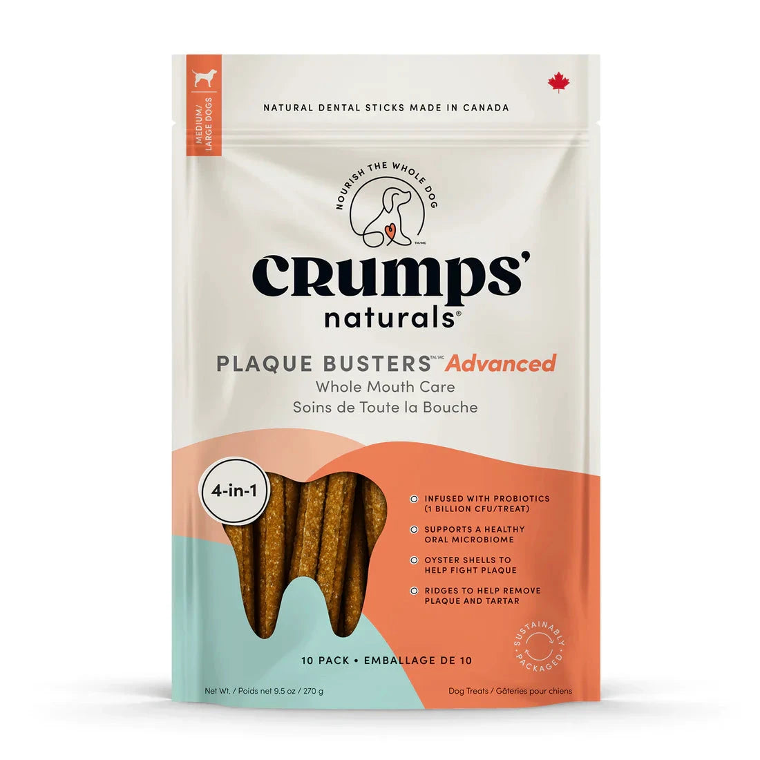 Crumps' Naturals Plaque Busters Advanced Whole Mouth Dental Sticks 10pc by Crumps' Naturals