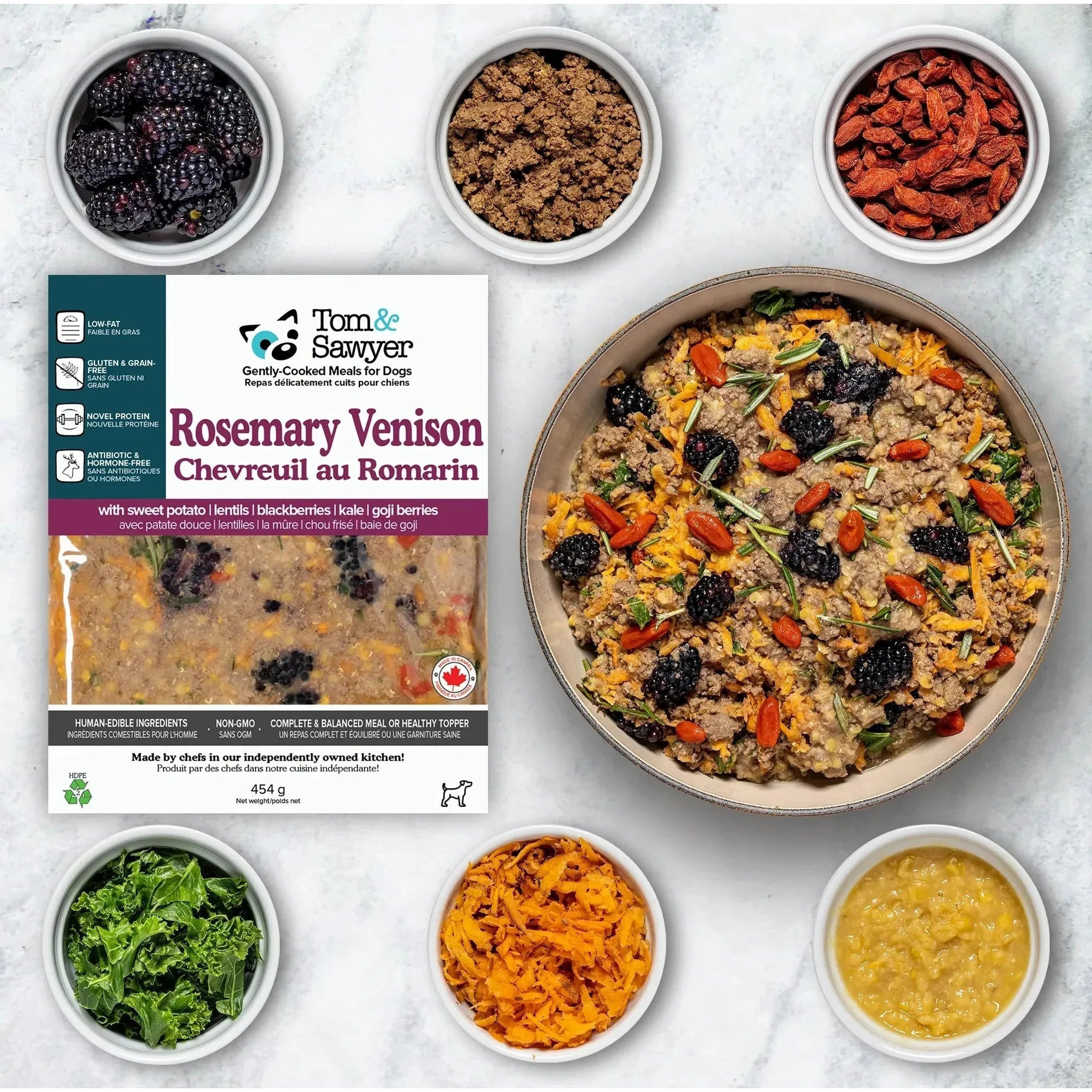 Tom&Sawyer Rosemary Venison Gently-cooked Frozen Meals for Dogs by Tom Sawyer