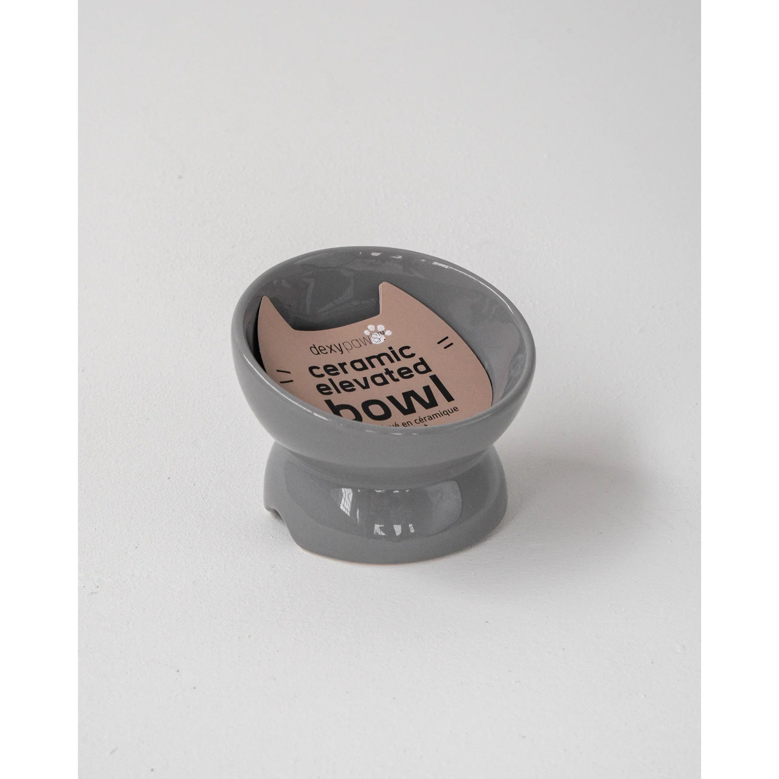 Dexypaws Cat Ceramic Elevated Bowl, black 7oz