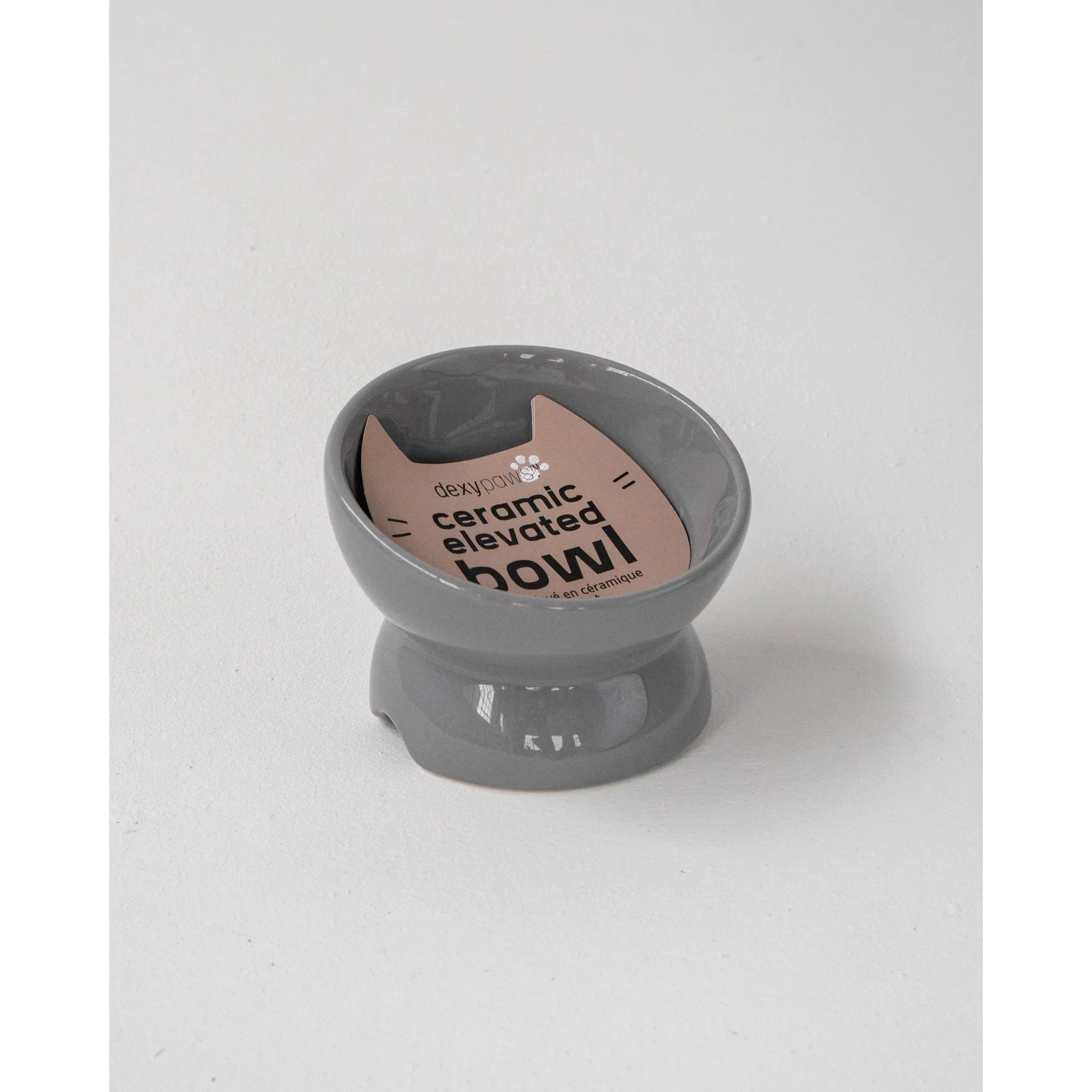 Dexypaws Cat Ceramic Elevated Bowl, black 7oz by Dexypaws