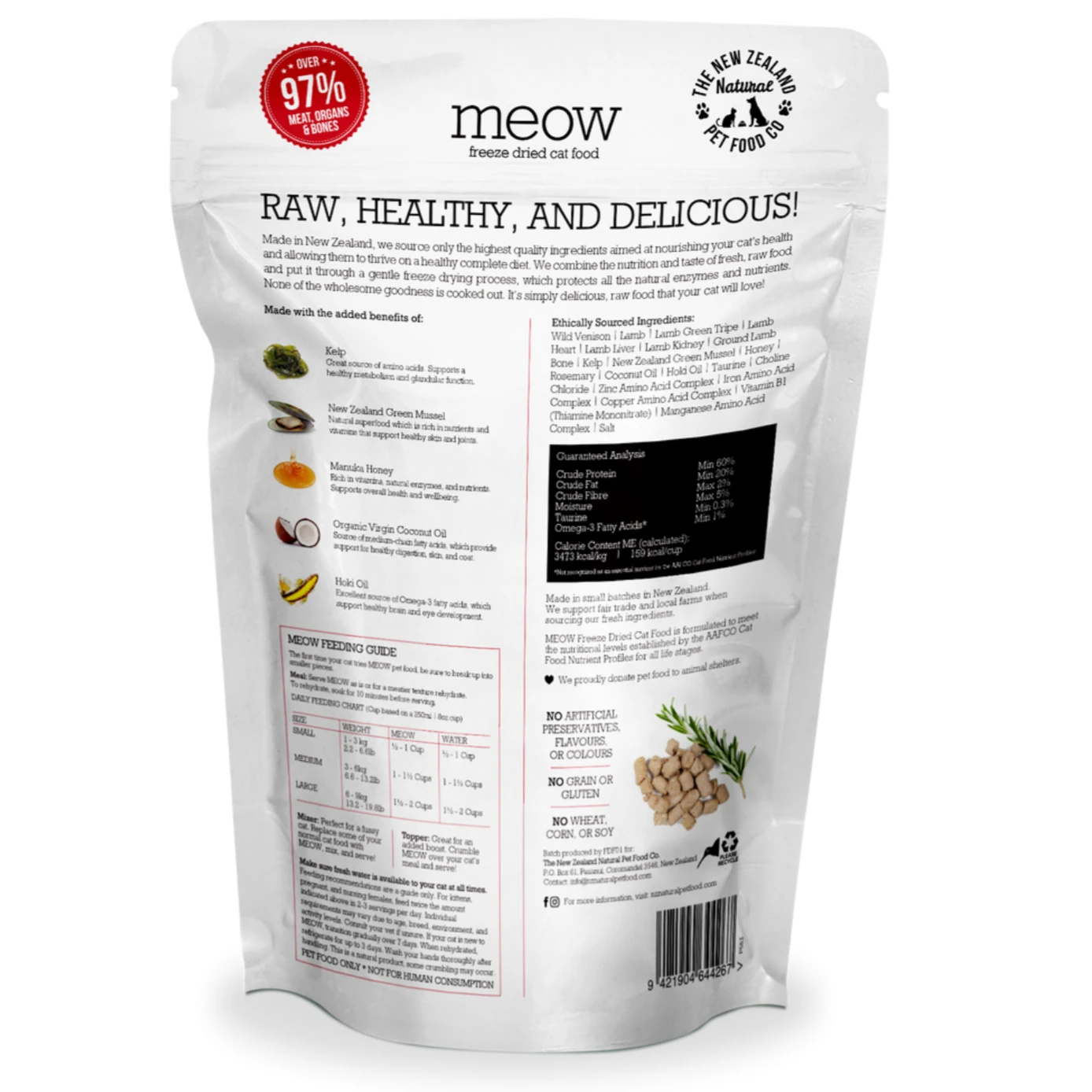 Meow Freeze Dried Cat Food Wild Venison Recipe by NZPF