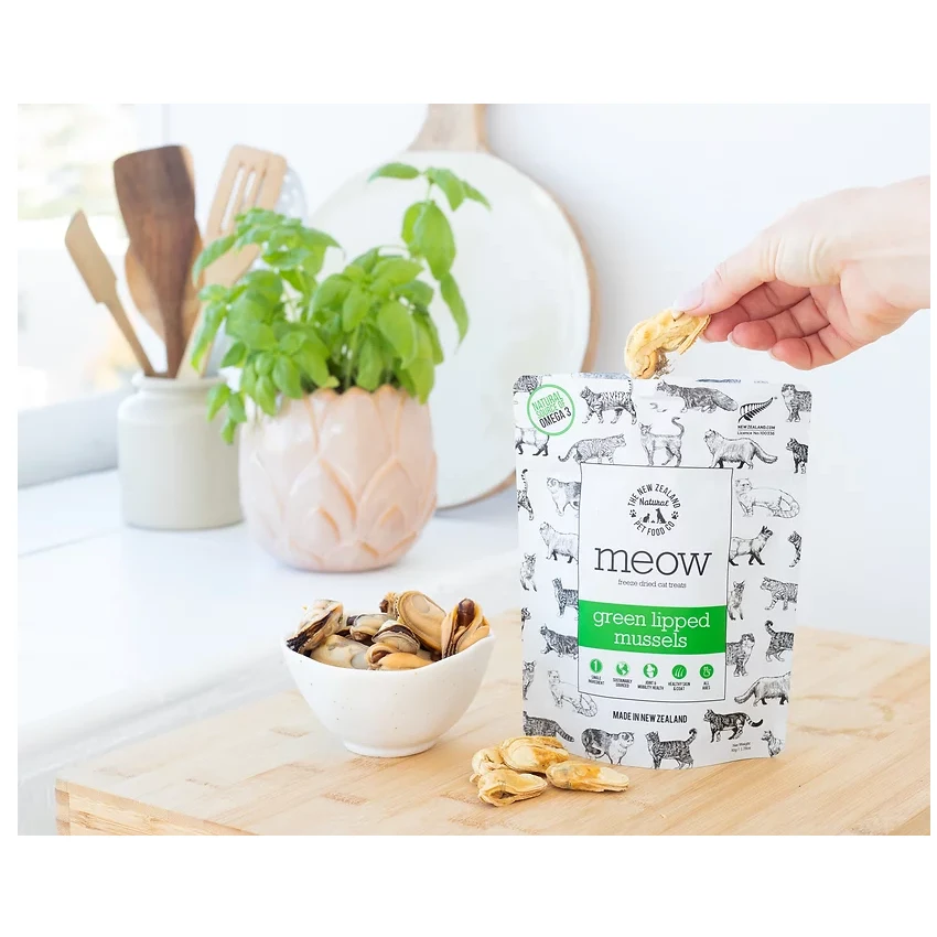 Meow Freeze Dried Cat Treats New Zealand Green Mussels 1.76oz/50g by NZPF