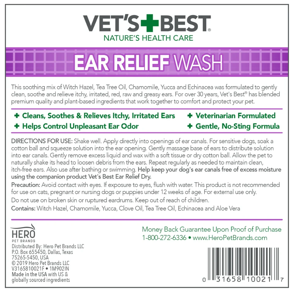 Vet's Best Ear Relief Wash Dog 4oz by Vets Best