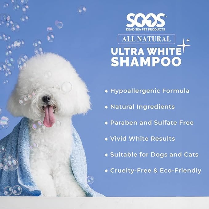 (Groomers' Choice) Soos Pets All Natural Ultra White Hypoallergenic Shampoo For Dogs And Cats 500ml