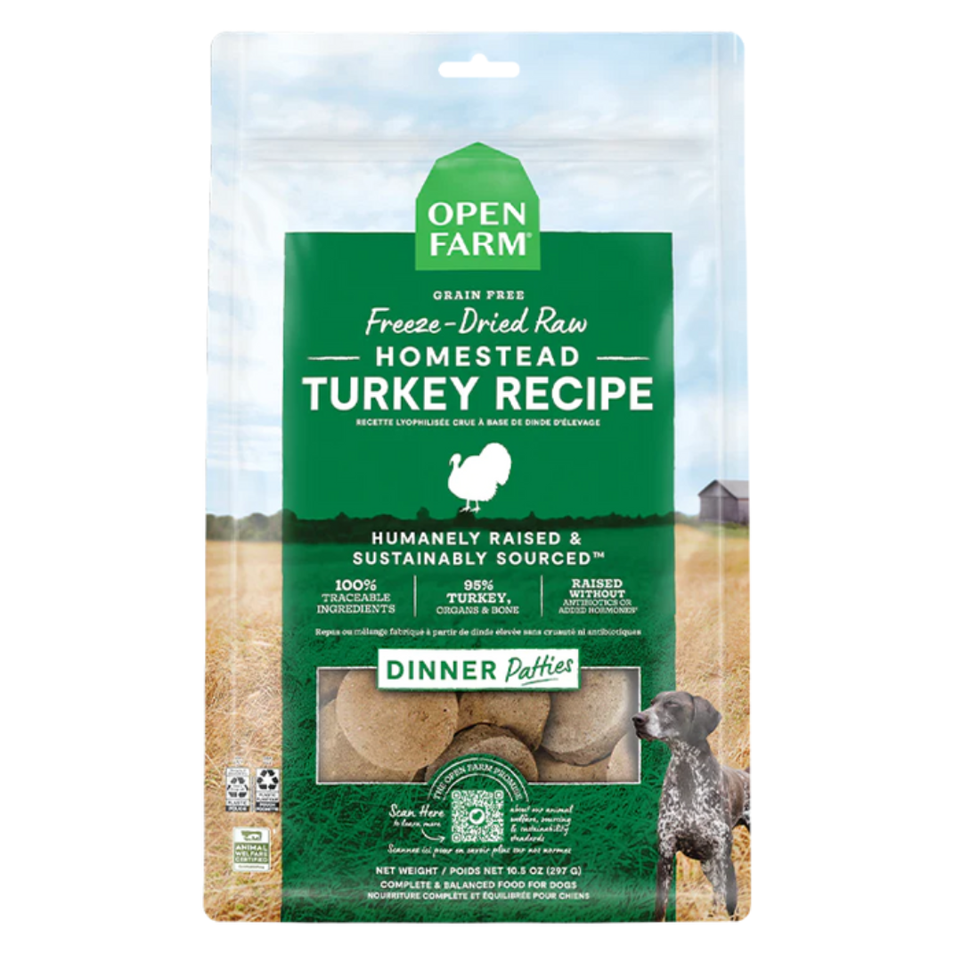 Open Farm Homestead Turkey Freeze-Dried Raw Patties Freeze-Dried for Dogs